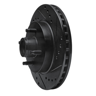 R1 87-93 Ford Mustang Front Right Drilled & Slotted Black Brake Rotor