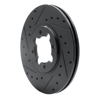 R1 82-85 Toyota Celica Front Left Drilled & Slotted Black Brake Rotor