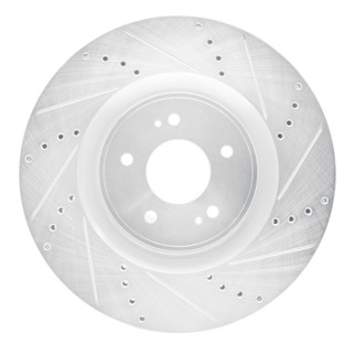 R1 08-15 Mitsubishi Lancer Front Right Drilled & Slotted Silver Brake Rotor