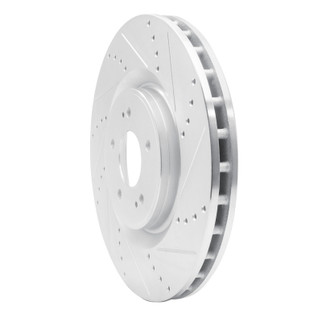 R1 08-15 Mitsubishi Lancer Front Right Drilled & Slotted Silver Brake Rotor