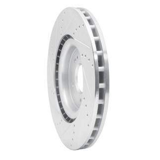 R1 08-15 Mitsubishi Lancer Front Right Drilled & Slotted Silver Brake Rotor