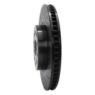R1 07-23 Lexus LS460 Front Right Drilled & Slotted Black Brake Rotor