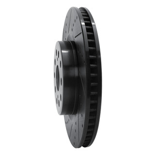 R1 07-23 Lexus LS460 Front Left Drilled & Slotted Black Brake Rotor