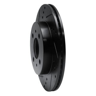R1 91-02 Saturn SL1 Front Left Drilled & Slotted Black Brake Rotor