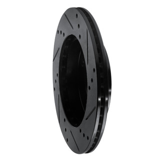 R1 91-02 Saturn SL1 Front Left Drilled & Slotted Black Brake Rotor