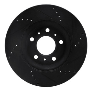 R1 04-09 Buick Allure Front Left Drilled & Slotted Black Brake Rotor
