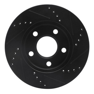 R1 97-05 Buick LeSabre Front Left Drilled & Slotted Black Brake Rotor