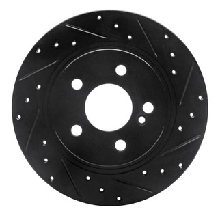 R1 08-15 Mercedes-Benz C300 Sedan Rear Right Drilled & Slotted Black Brake Rotor