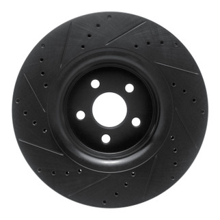 R1 15-21 Ford Edge Front Right Drilled & Slotted Black Brake Rotor
