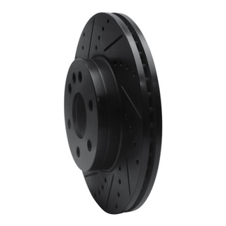 R1 15-20 Chevrolet Colorado Front Left Drilled & Slotted Black Brake Rotor