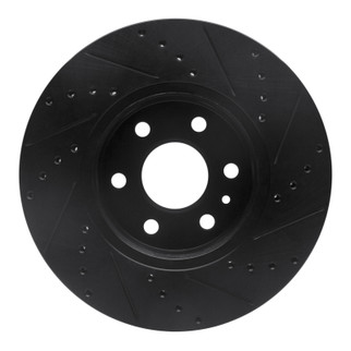 R1 15-20 Chevrolet Colorado Front Left Drilled & Slotted Black Brake Rotor