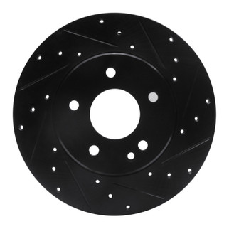 R1 97-98 Mercedes-Benz C230 Front Right Drilled & Slotted Black Brake Rotor