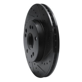 R1 90-95 Mercedes-Benz 300CE Front Right Drilled & Slotted Black Brake Rotor