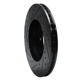 R1 90-95 Mercedes-Benz 300CE Front Right Drilled & Slotted Black Brake Rotor