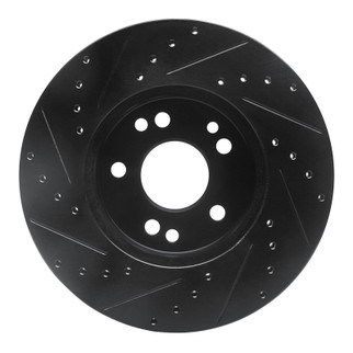 R1 90-95 Mercedes-Benz 300CE Front Right Drilled & Slotted Black Brake Rotor
