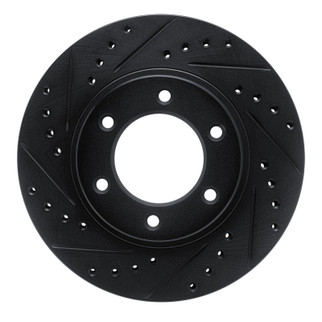 R1 93-98 Toyota T100 Front Left Drilled & Slotted Black Brake Rotor