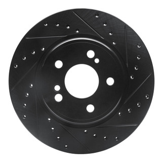R1 93-02 Mercedes-Benz SL600 Rear Right Drilled & Slotted Black Brake Rotor