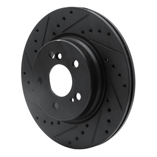R1 93-02 Mercedes-Benz 600SL Rear Left Drilled & Slotted Black Brake Rotor