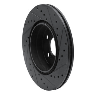 R1 93-02 Mercedes-Benz 600SL Rear Left Drilled & Slotted Black Brake Rotor