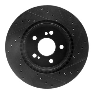 R1 93-02 Mercedes-Benz 600SL Rear Left Drilled & Slotted Black Brake Rotor