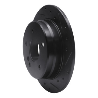 R1 94-98 Mercedes-Benz C220 Rear Right Drilled & Slotted Black Brake Rotor