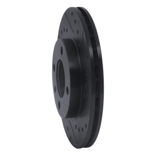 R1 80-08 Audi 4000 Front Right Drilled & Slotted Black Brake Rotor