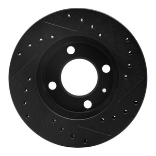 R1 80-08 Audi 4000 Front Left Drilled & Slotted Black Brake Rotor