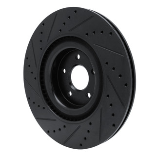 R1 16-18 Ford Focus Front Right Drilled & Slotted Black Brake Rotor