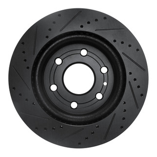 R1 07-17 Buick Enclave Front Right Drilled & Slotted Black Brake Rotor