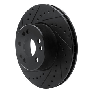 R1 91-99 Mercedes-Benz 300SD Front Left Drilled & Slotted Black Brake Rotor