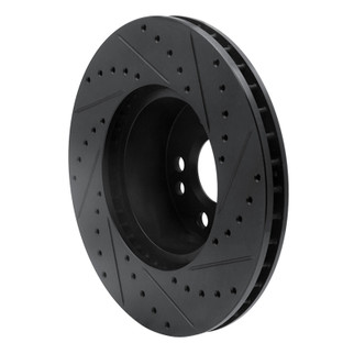 R1 91-99 Mercedes-Benz 300SD Front Left Drilled & Slotted Black Brake Rotor