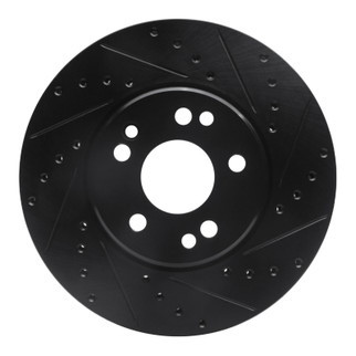 R1 90-98 Mercedes-Benz 300SL Front Right Drilled & Slotted Black Brake Rotor