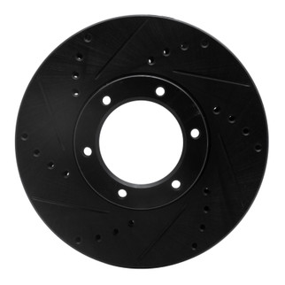 R1 89-93 Toyota Pickup Front Left Drilled & Slotted Black Brake Rotor