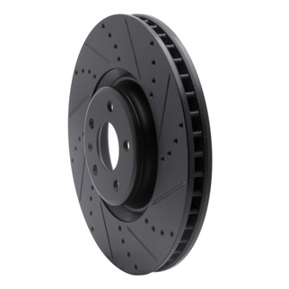 R1 12-18 Audi A8 Front Right Drilled & Slotted Black Brake Rotor