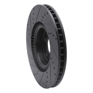 R1 12-18 Audi A8 Front Right Drilled & Slotted Black Brake Rotor