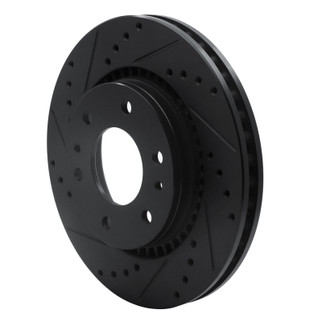R1 06-09 Buick Rainier Front Left Drilled & Slotted Black Brake Rotor