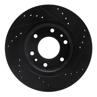 R1 06-09 Buick Rainier Front Left Drilled & Slotted Black Brake Rotor