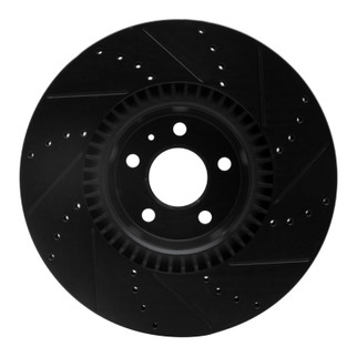 R1 12-18 Audi A7 Quattro Front Left Drilled & Slotted Black Brake Rotor