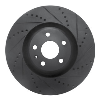R1 08-11 Audi TTS Quattro Front Right Drilled & Slotted Black Brake Rotor