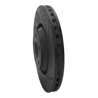 R1 08-11 Audi TTS Quattro Front Right Drilled & Slotted Black Brake Rotor