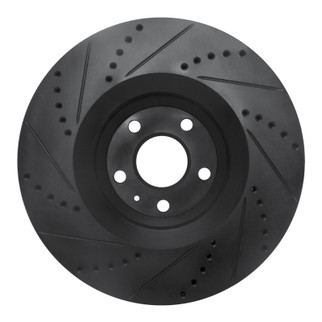 R1 08-11 Audi TTS Quattro Front Right Drilled & Slotted Black Brake Rotor