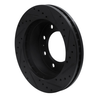 R1 01-25 Chevrolet Silverado 3500 Front Left Drilled & Slotted Black Brake Rotor