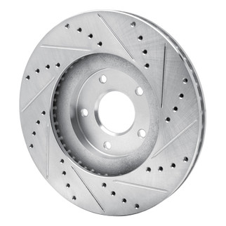 R1 03-05 Nissan Murano Front Left Drilled & Slotted Silver Brake Rotor