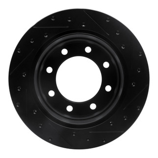R1 01-10 Chevrolet Express 3500 Rear Left Drilled & Slotted Black Brake Rotor