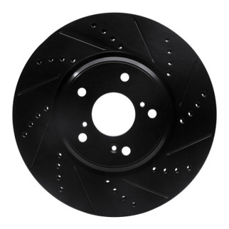 R1 16-22 Acura ILX Front Right Drilled & Slotted Black Brake Rotor