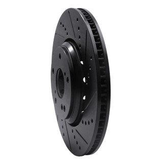 R1 16-22 Acura ILX Front Right Drilled & Slotted Black Brake Rotor