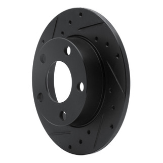 R1 85-00 Audi 5000CS Turbo Quattro Rear Left Drilled & Slotted Black Brake Rotor