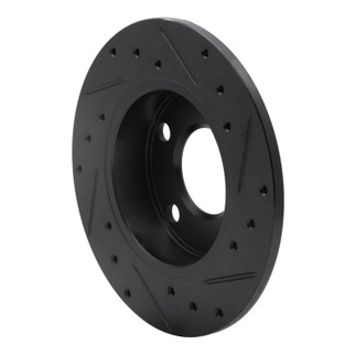 R1 85-00 Audi 5000CS Turbo Quattro Rear Left Drilled & Slotted Black Brake Rotor