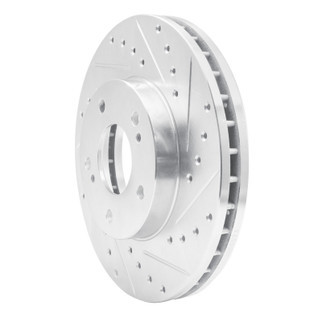 R1 89-96 Nissan 300ZX Front Right Drilled & Slotted Silver Brake Rotor
