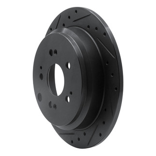 R1 05-10 Honda Odyssey Rear Left Drilled & Slotted Black Brake Rotor